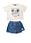 Conjunto Juvenil Feminino com Camiseta Cropped Oversized Branca e Short Saia Azul Adulteens - Imagem 1