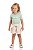 Conjunto Infantil Feminino com Blusa Verde Menta e Short em Moletinho com Linho Cru Baby Vest - Imagem 1