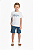 Conjunto Infantil Masculino com Camiseta Branca Have Fun e Bermuda em Moletinho Azul listrado em Preto Baby Vest - Imagem 1