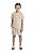 Conjunto Infantil Masculino com Camiseta Bege Have Fun e Bermuda em Moletinho Bege listrado em Preto Baby Vest - Imagem 1