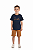 Conjunto Infantil Masculino com Camiseta Manga Curta Azul Marinho com Bermuda Caramelo Baby Vest - Imagem 1