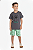Conjunto com Camiseta Cinza Grafite e Bermuda em Microfibra Verde Água Baby Vest - Imagem 1