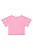 Blusa Infantil Feminina Manga Curta Rosa Cropped Oversized Quimby - Imagem 2