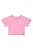 Blusa Infantil Feminina Manga Curta Rosa Cropped Oversized Quimby - Imagem 1
