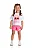 Conjunto Infantil Feminino com Cropped Branca Gatinha e Short Rosa TMX - Imagem 1
