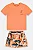 Conjunto Infantil Masculino com Camiseta Laranja e Bermuda em Microfibra Estampa Abstrata Laranja e Marinho Up Baby - Imagem 3