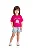 Conjunto Infantil Feminino com Camiseta Pink Oversized e Short Jeans TMX - Imagem 1