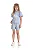 Conjunto Infantil Feminino com Cropped Azul Estampa Margarida e Short Eco Listrado Azul TMX - Imagem 1