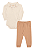 Conjunto para Bebê Menino com Body Bege Bordado Ursinho na Gola e Calça em Suedine Kiko Baby - Imagem 1