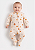 Macacão Longo para Bebê Menino Bege com Zíper Estampado com Bichinhos Kiko Baby - Imagem 2