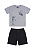 Conjunto Infantil Masculino com Camiseta Cinza Mescla e Bermuda em Moletinho Preta TMX - Imagem 2