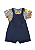 Jardineira Azul Marinho com Body Azul Estampado com Bichinhos do Safari Up Baby - Imagem 1