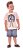 Conjunto Infantil com Camiseta Salmão e Bermuda de Moletom Azul Up Baby - Imagem 1