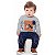 Conjunto para Bebê com Blusa Manga Longa Cinza Cachorrinho e Calça Moletom Estampada Azul Kiko e Kika - Imagem 1
