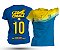 Baby Look Feminina Brasil Copa Personalizada GameGames - Azul c/ Amarela - Imagem 1