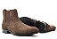 Bota Chelsea Cano Baixo Couro Camurça Marrom Barcelona Design - Imagem 3