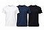 Kit 3 Camisetas De Algodão Egípcio Branco/Azul/Preto Barcelona Design - Imagem 1