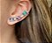 BRINCO EAR CUFF CRAVAÇÃO COLORIDA BANHADO A RÓDIO BRANCO - Imagem 2