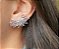 BRINCO EAR CUFF LUXO ZIRCÔNIAS GEOMÉTRICAS BANHADO A RÓDIO BRANCO - Imagem 2