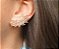 BRINCO EAR CUFF LUXO ZIRCÔNIAS GEOMÉTRICAS BANHADO A RÓDIO BRANCO - Imagem 3