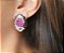 CONJUNTO CAMAFEU PEDRA FUCSIA FUSION BANHADO A RÓDIO - Imagem 3