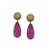 BRINCO LUXO GOTA FUCSIA FUSION BANHADO A OURO - Imagem 1