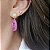 BRINCO LUXO GOTA FUCSIA FUSION BANHADO A OURO - Imagem 2