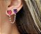 BRINCO EAR LINE CORAÇÕES COLORIDOS BANHADO A RÓDIO - Imagem 2