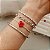 PULSEIRA RIVIERA COM CORAÇÃO TURMALINA ROSA FUSION BANHADA A RÓDIO - Imagem 2