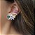 BRINCO EAR CUFF DE LUXO FLORES COLORIDAS BANHADO A RÓDIO BRANCO - Imagem 2