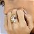 ANEL FOLHAS COM PEDRA TRIANGULAR TANZANITA BANHADO A OURO - Imagem 3