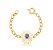 PULSEIRA FOLHAS COM PEDRA OVAL TANZANITA BANHADA A OURO - Imagem 1