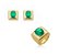CONJUNTO QUADRADO PEDRA OVAL TURMALINA BANHADO A OURO - Imagem 1