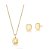 CONJUNTO RETANGULAR COM PEDRA CENTRAL BANHADO A OURO - Imagem 1