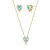 CONJUNTO CORAÇÃO ZIRCÔNIA AQUAMARINE BANHADO A OURO - Imagem 1