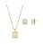 CONJUNTO QUADRADO M CRAVEJADO BANHADO A OURO - Imagem 1