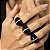 ANEL ABAULADO ESMALTADO NEGRO COM UMA FILEIRA CRAVEJADA BANHADO A OURO - Imagem 2