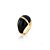 ANEL ABAULADO ESMALTADO NEGRO COM UMA FILEIRA CRAVEJADA BANHADO A OURO - Imagem 1
