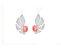 BRINCO EAR CUFF CRAVEJADO COM PEDRA OVAL VERMELHA BANHADO A RÓDIO BRANCO - Imagem 1