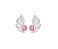 BRINCO EAR CUFF CRAVEJADO COM PEDRA OVAL FUCSIA BANHADO A RÓDIO BRANCO - Imagem 1
