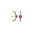 BRINCO EAR HOOK CORAÇÃO RUBI CENTRAL BANHADO A OURO - Imagem 1