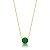 COLAR COM PINGENTE REDONDO ESMERALDA LEITOSA BANHADO A OURO - Imagem 1