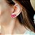 BRINCO EAR CUFF TRÊS GOTAS SAFIRA ROSA BANHADO A RÓDIO BRANCO - Imagem 2