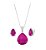 CONJUNTO GOTA SAFIRA ROSA BANHADO A RÓDIO - Imagem 1