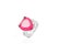 ANEL CORAÇÃO SOLITÁRIO TURMALINA ROSA FUSION BANHADO A RÓDIO BRANCO - Imagem 1