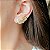 Brinco Ear Cuff de Pérola com Fileiras Curvas Cravejadas Banhado a Ouro - Imagem 2