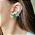 Brinco Ear Cuff Cravação Esmeralda Banhado a Ródio Branco - Imagem 2