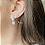 Brinco Ear Jacket Gota Dupla Cravejada Banhado a Ródio Branco - Imagem 2