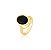 Anel Oval Cristal Negro Claro Banhado a Ouro - Imagem 1