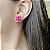 Brinco Flor Zircônia Rosa Banhado a Ouro - Imagem 2